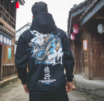 Men's Chinese Letter Hoodie | High Street Fashion Hip Hop Pullover Sweatshirt for Autumn Winter