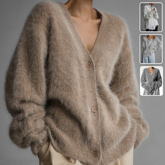 Loose V-neck Button Cardigan Fall Winter Fashion Single Breasted Knitted Sweater