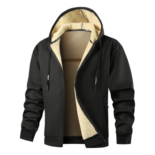 Men's Fleece-Lined Hoodie | Thickened Casual Pullover Sweatshirt for Winter Sports & Warmth