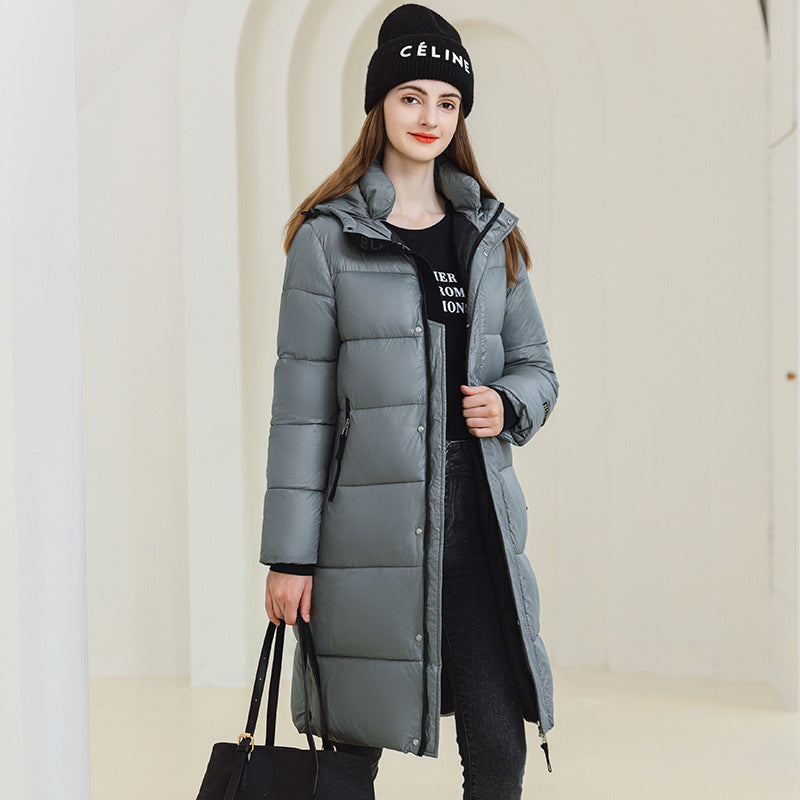 Warmer Wintermantel mit Kapuze und Taschen, modisch, schlicht, lange Baumwolljacke