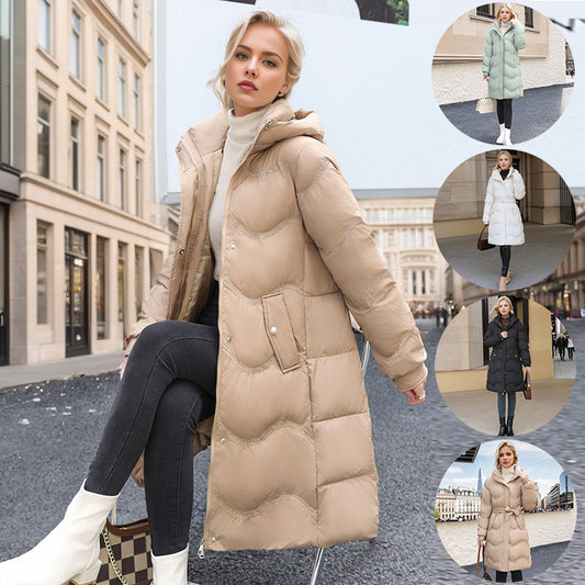 Mittellange Winterjacke aus Daunenbaumwolle für Damen